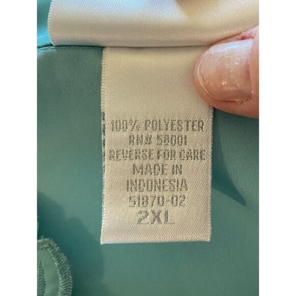 Vintage Elizabeth Williams Embroidered Floral Blouse Teal Size 2X Cottage Boho - Picture 4 of 11